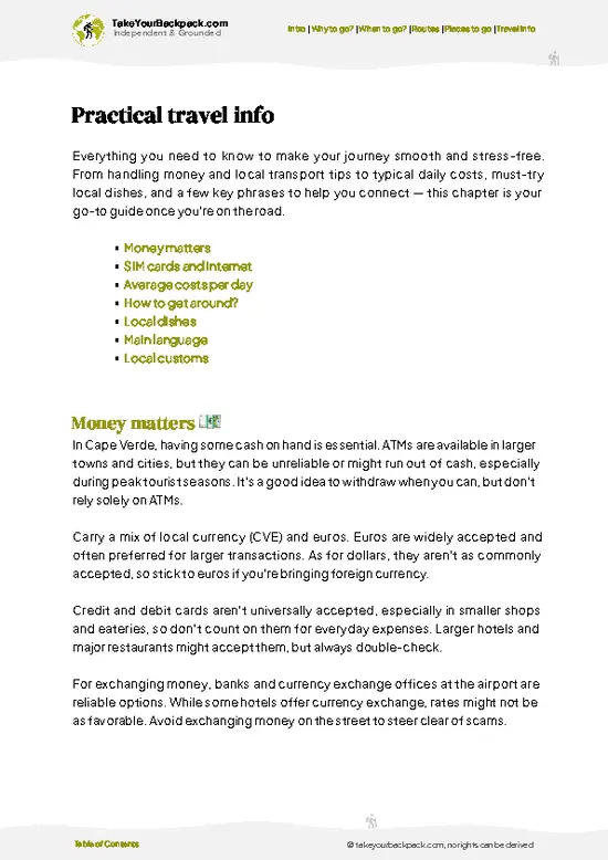 example page 7 from our offline Travel Guide for Cabo Verde